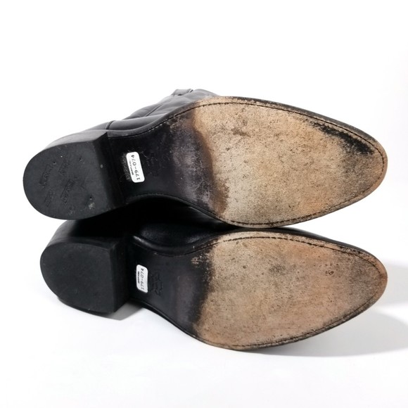 Tony Lama Black Smooth Leather Western Roper Cowboy Vaquero Boots - Picture 11 of 11